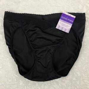 Barely There Invisible Look Vintage Black Satin Hi-Cut Panty Size M/6 NWT